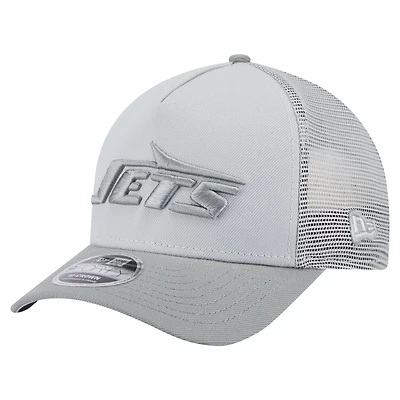 Casquette ajustable A-Frame Trucker 9FORTY Domain New Era grise pour homme des New York Jets