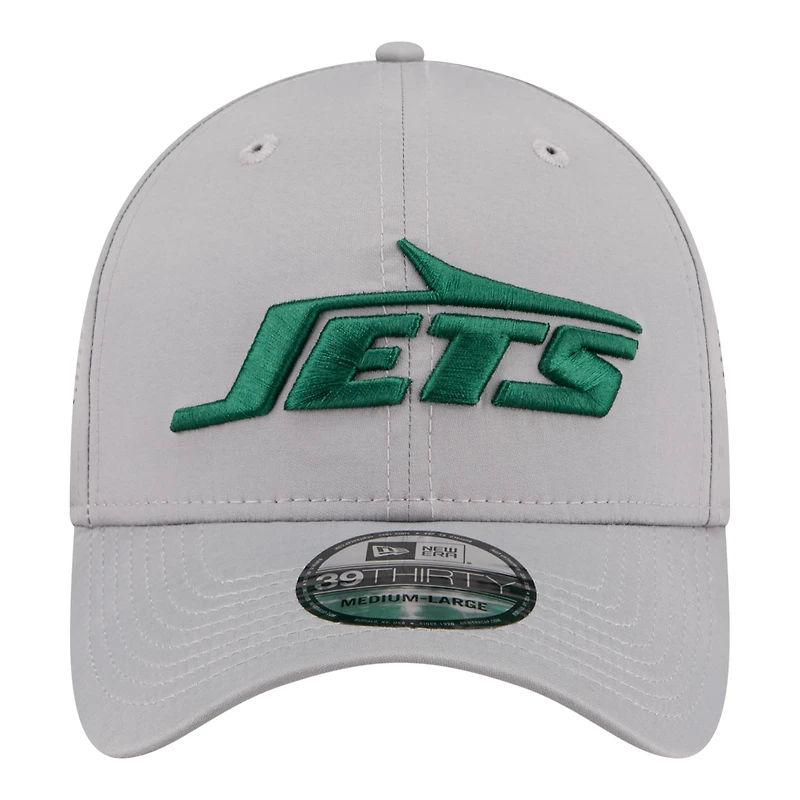 Casquette New Era Flex grise perforée York Jets pour homme (modèle 39THIRTY).