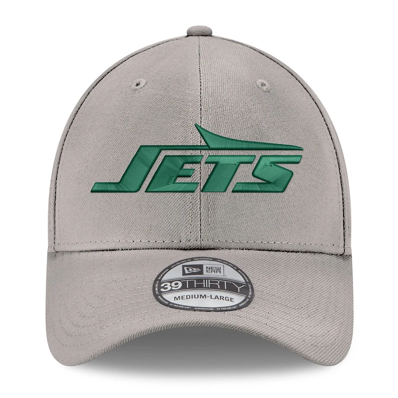 Men's New Era Gray York Jets Wordmark Flight 39THIRTY Flex Hat