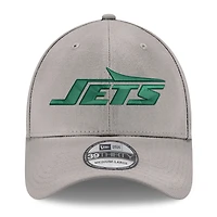 Men's New Era Gray York Jets Wordmark Flight 39THIRTY Flex Hat