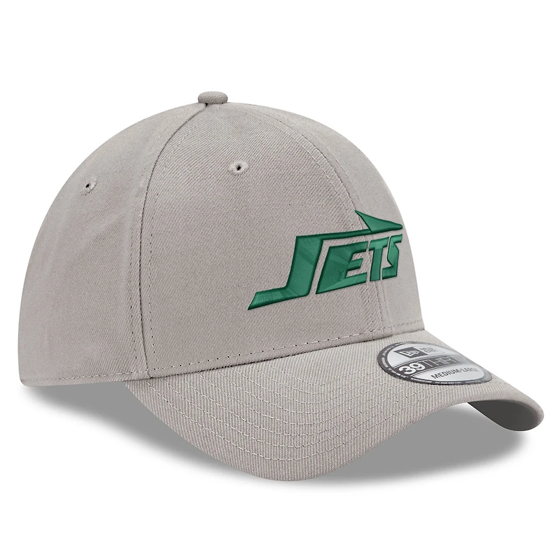 Men's New Era Gray York Jets Wordmark Flight 39THIRTY Flex Hat