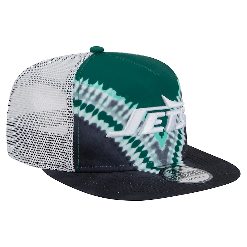 Men's New Era Green/Black New York Jets Throwback Dye Golfer Snapback Hat