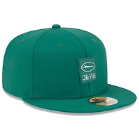 Casquette ajustée New Era verte York Jets 2025 Sideline Quill Tech 59FIFTY pour homme