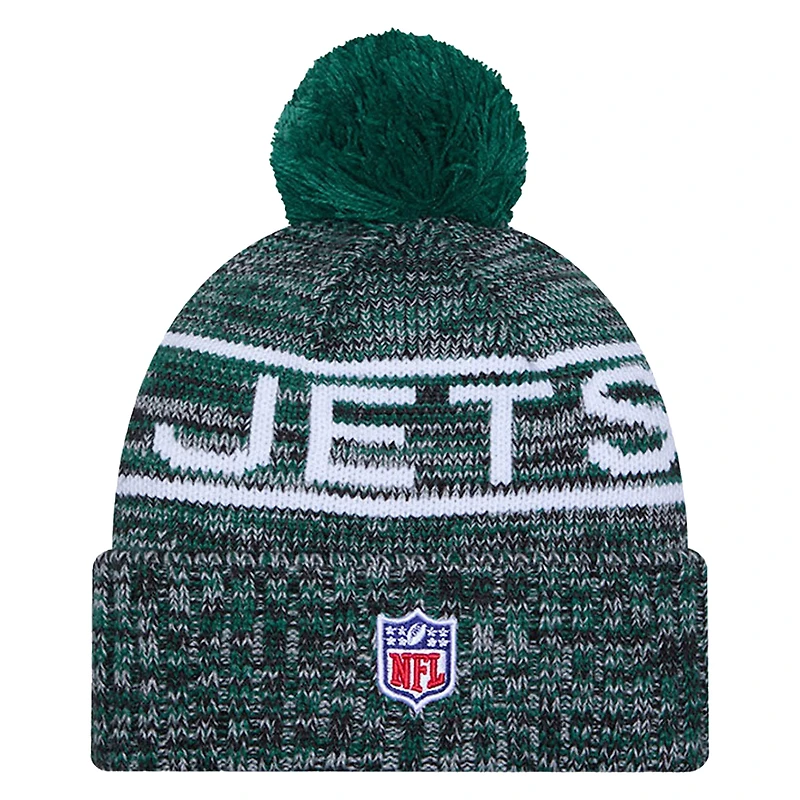 Bonnet d'hiver vert New Era New York Jets 2025 avec pompon