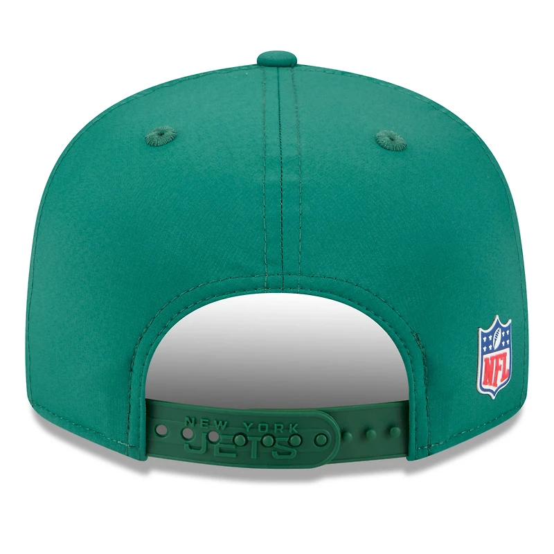 Casquette snapback 9FIFTY verte New Era pour homme, modèle 2025 des Jets de New York, à panneaux séparés