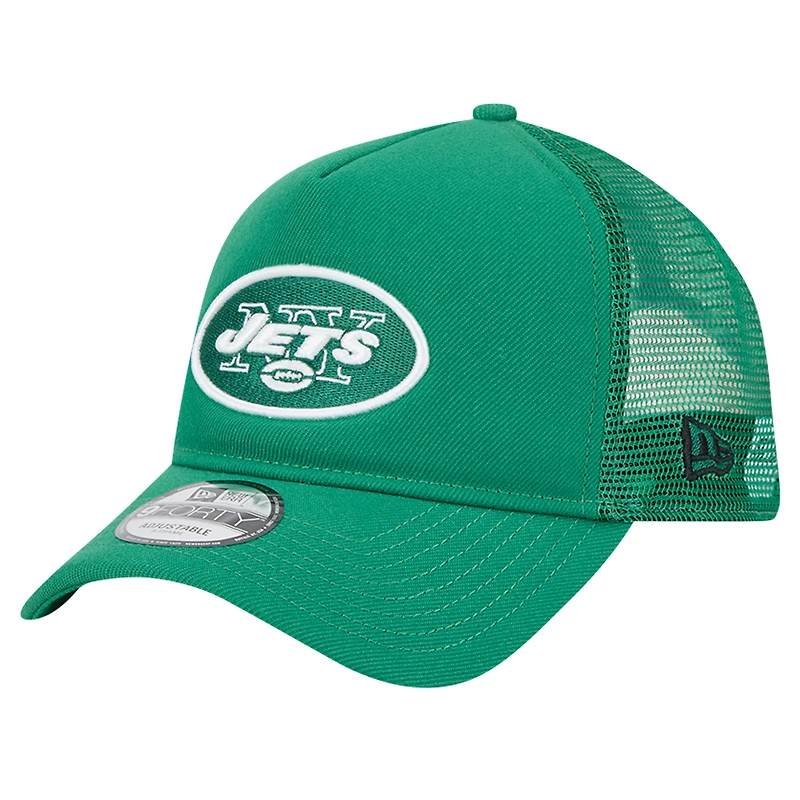 Casquette ajustable New Era 9FORTY A-Frame Trucker verte des New York Jets pour homme