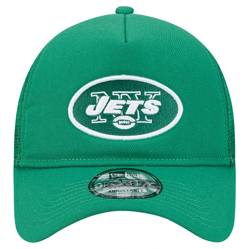 Casquette ajustable New Era 9FORTY A-Frame Trucker verte des New York Jets pour homme