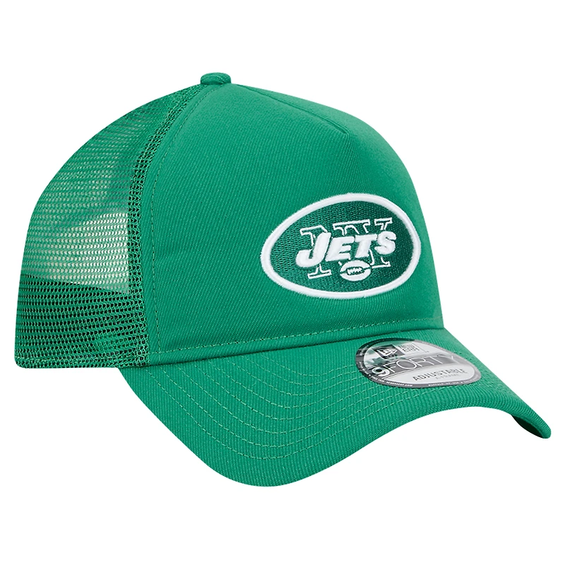 Casquette ajustable New Era 9FORTY A-Frame Trucker verte des New York Jets pour homme