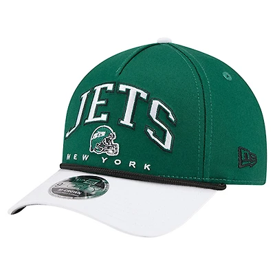 Men's New Era Green New York Jets Arch COOLERA 9FORTY A-Frame M-Crown Adjustable Hat