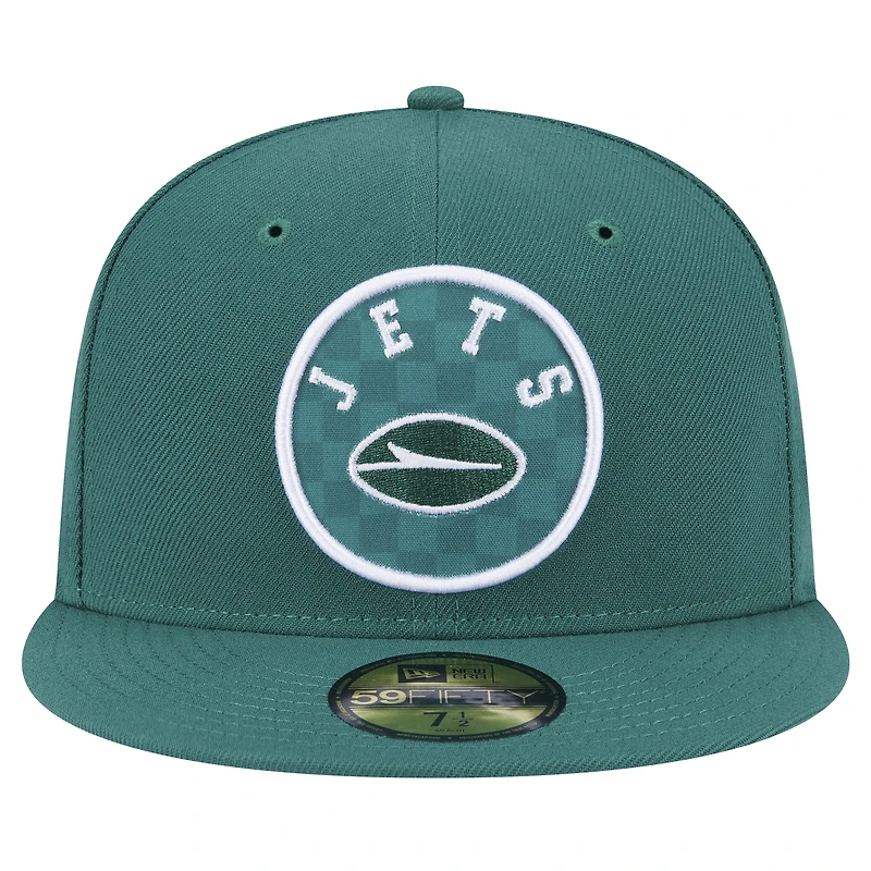 Casquette ajustée à carreaux New Era 59FIFTY pour homme, verte, des York Jets