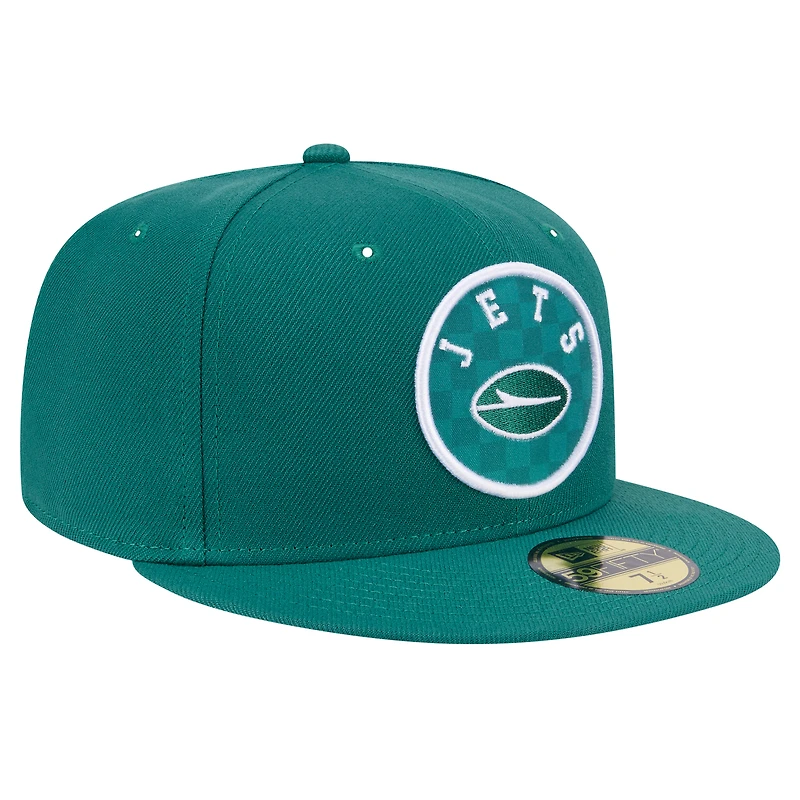 Casquette ajustée à carreaux New Era 59FIFTY pour homme, verte, des York Jets