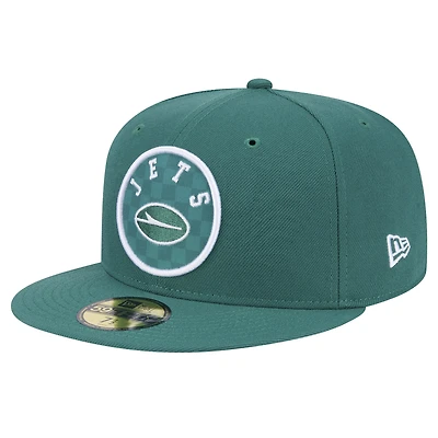 Casquette ajustée à carreaux New Era 59FIFTY pour homme, verte, des York Jets