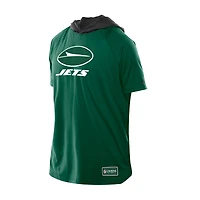 T-shirt à capuche et manches courtes raglan vert New Era pour homme, motif York Jets Combine Authentic