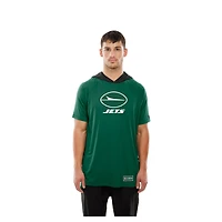 T-shirt à capuche et manches courtes raglan vert New Era pour homme, motif York Jets Combine Authentic