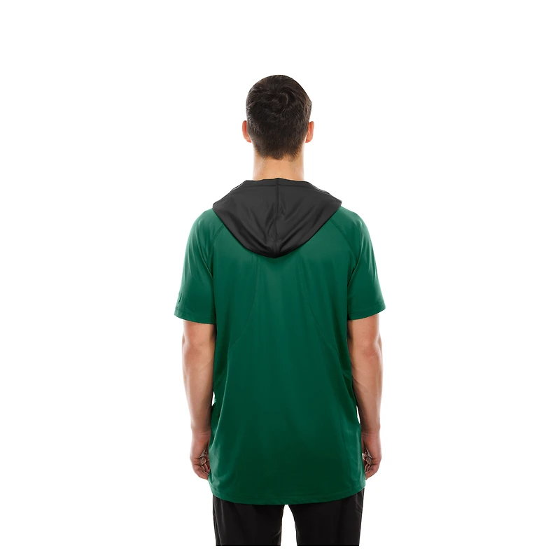 Men's New Era Green York Jets Combine Authentic Hooded Raglan Short-Sleeve T-Shirt