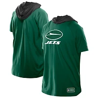 T-shirt à capuche et manches courtes raglan vert New Era pour homme, motif York Jets Combine Authentic