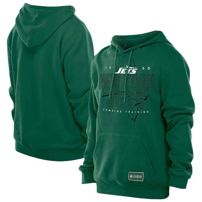 Sweat à capuche New Era vert York Jets Combine Authentic Local State Throwback pour homme