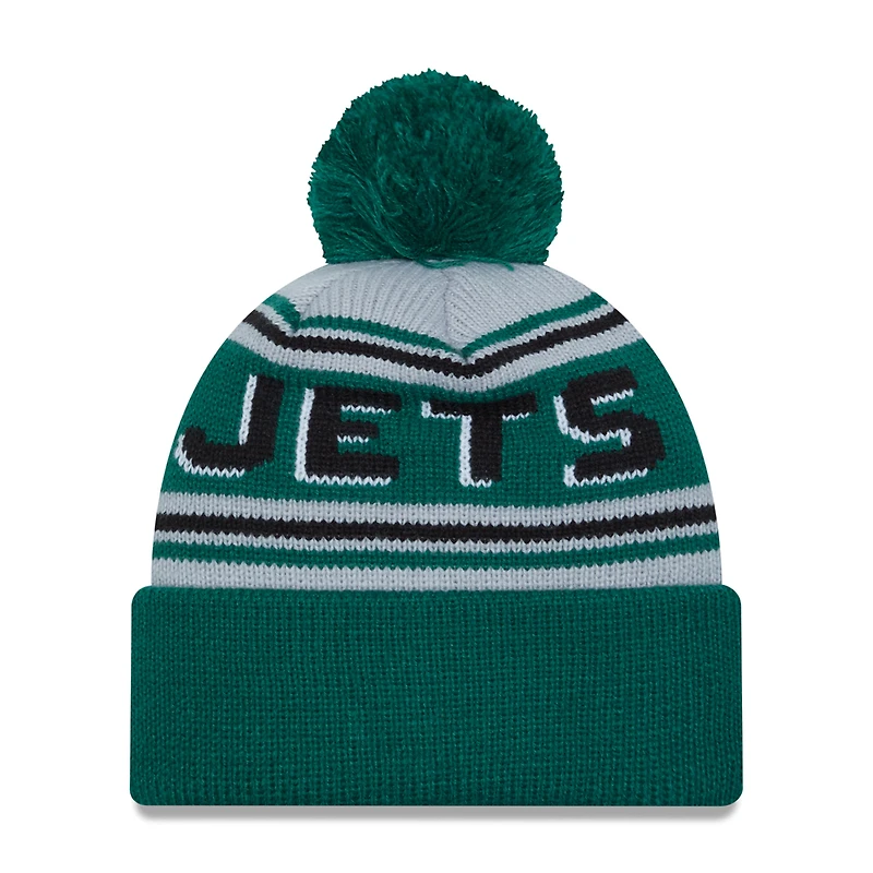 Men's New Era  Green New York Jets  Main Cuffed Knit Hat with Pom