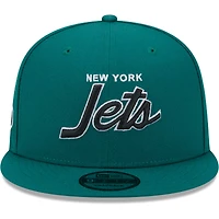 Casquette Snapback 9FIFTY New Era New York Jets Main Script verte pour homme