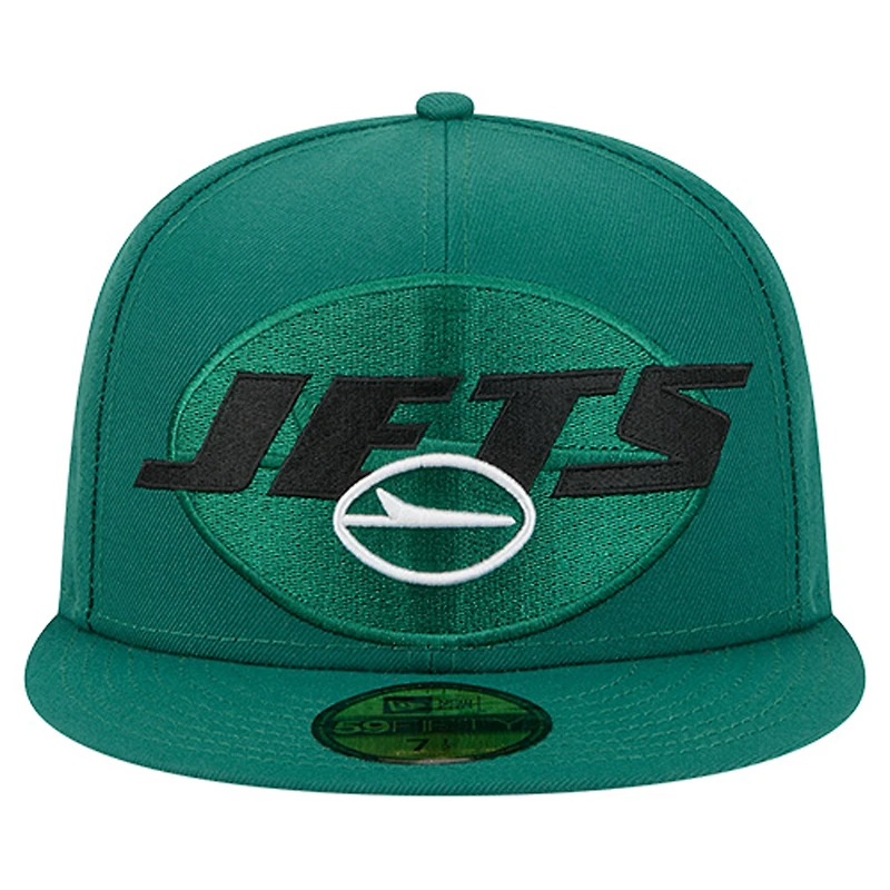 Men's New Era Green York Jets Overlap Wordmark 59FIFTY Fitted Hat