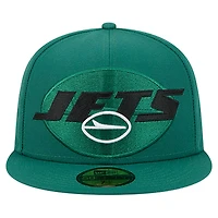 Men's New Era  Green York Jets Overlap Wordmark 59FIFTY Fitted Hat