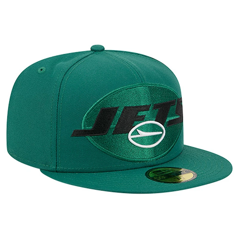 Casquette ajustée New Era verte York Jets Overlap Wordmark 59FIFTY pour homme