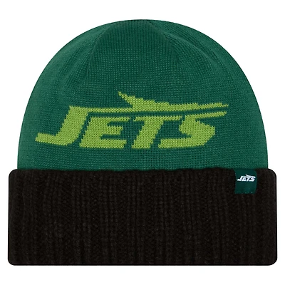 Bonnet en tricot à revers surdimensionné New Era vert New York Jets pour homme