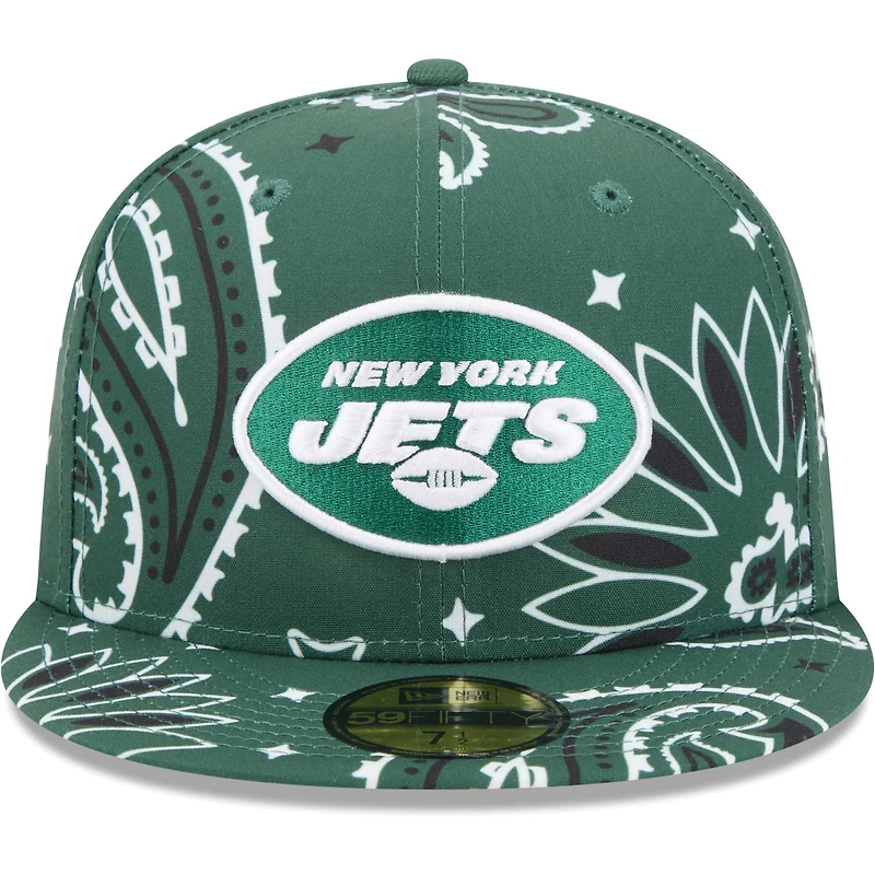 Men's New Era Green York Jets Paisley 59FIFTY Fitted Hat