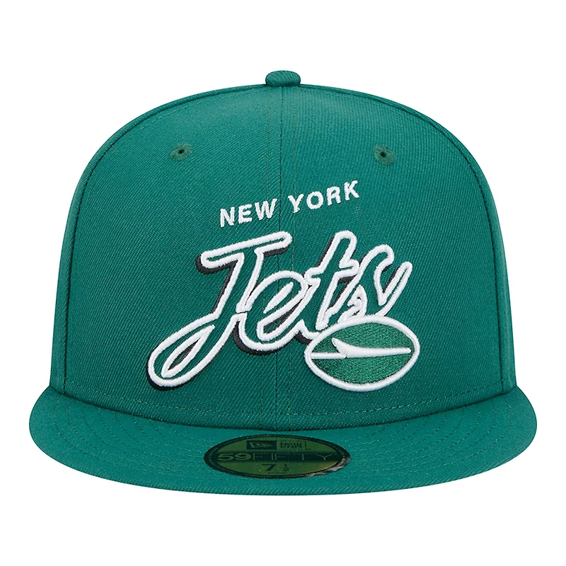 Men's New Era Green York Jets Script Sided 59FIFTY Fitted Hat