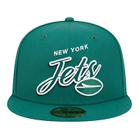 Men's New Era Green York Jets Script Sided 59FIFTY Fitted Hat