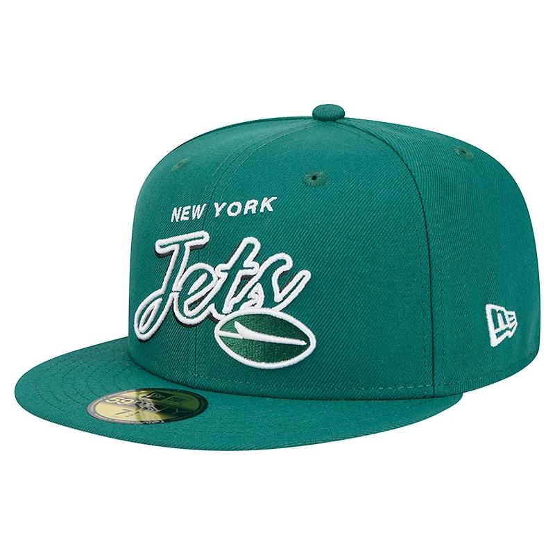 Men's New Era Green York Jets Script Sided 59FIFTY Fitted Hat
