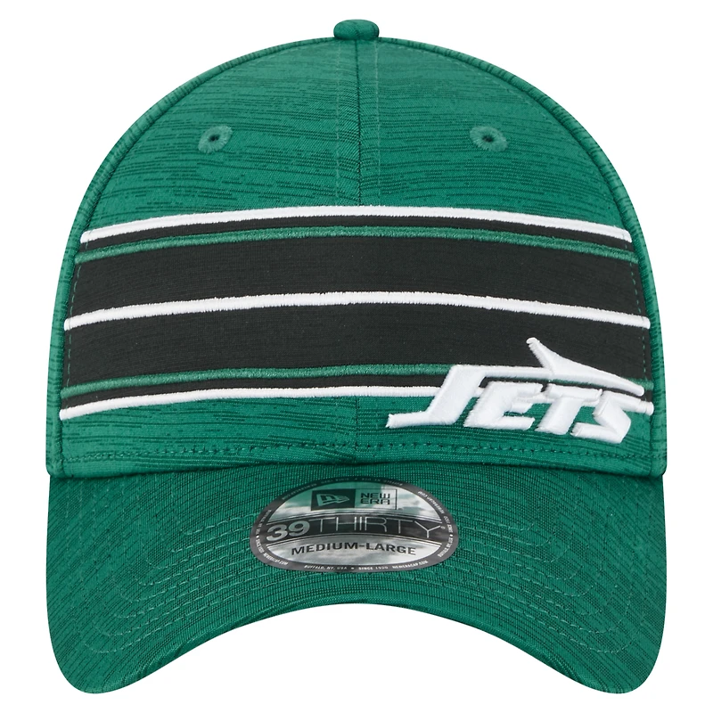 Men's New Era  Green York Jets Stripes 39THIRTY Flex Hat