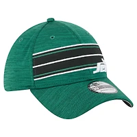 Casquette New Era 39THIRTY Flex verte à rayures des York Jets pour homme