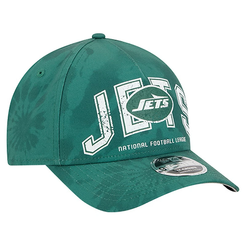 Casquette ajustable New Era verte New York Jets Tie Dye Fade 9Forty M-Crown A-Frame pour homme