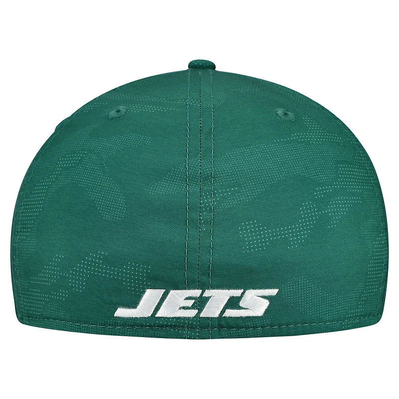 Casquette extensible New Era 39THIRTY verte à motif camouflage ton sur des York Jets pour homme