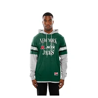 Men's New Era Green York Jets Twofer Layered Long Sleeve Hoodie T-Shirt