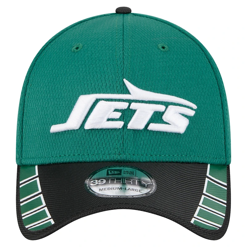 Casquette New Era 39THIRTY Flex verte à visière York Jets pour homme