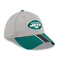 Casquette flexible 39THIRTY rayée New York Jets Era gris chiné/vert pour hommes