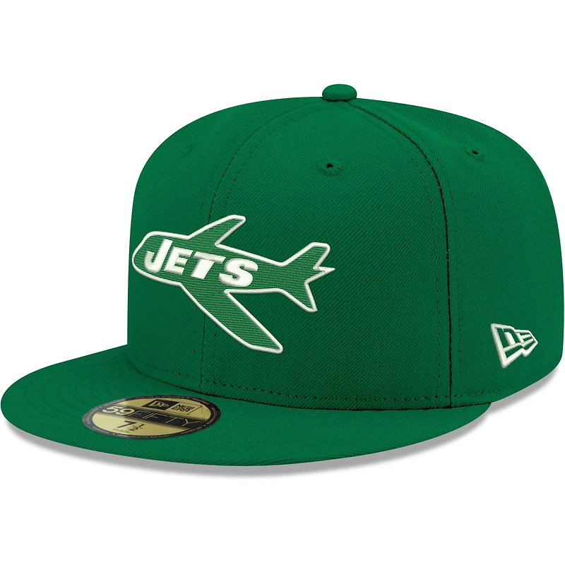 Casquette ajustée New Era Kelly Green York Jets Omaha Throwback 59FIFTY pour homme