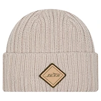 Bonnet en tricot à revers beige clair New Era pour homme avec logo appliqué des New York Jets