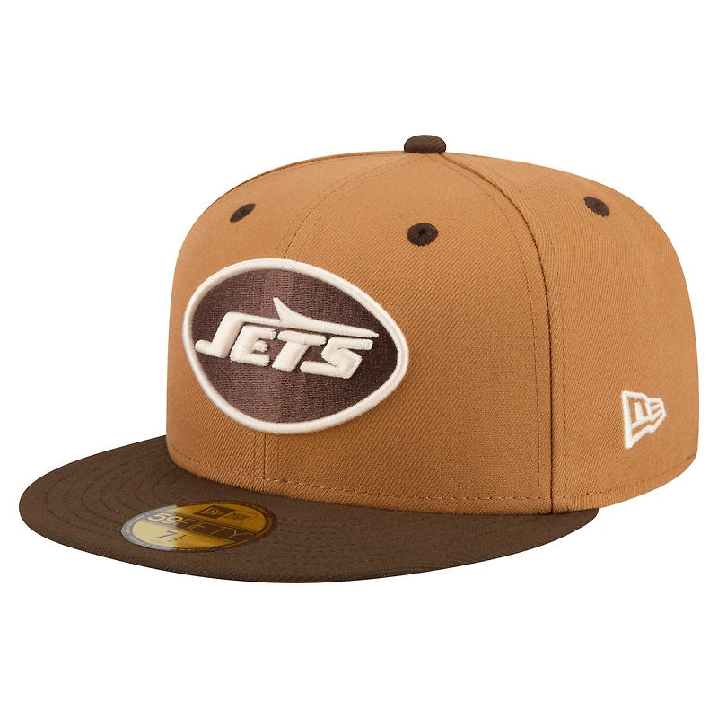 Men's New Era Light Brown/Dark Brown York Jets Two-Tone Walnut 59FIFTY Fitted Hat