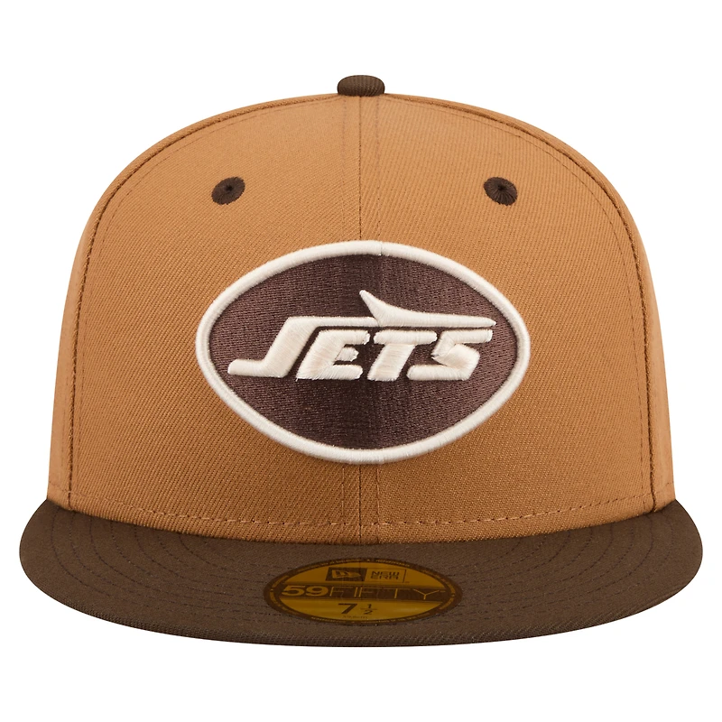 Men's New Era Light Brown/Dark Brown York Jets Two-Tone Walnut 59FIFTY Fitted Hat