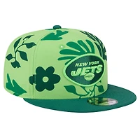 Men's New Era Light Green New York Jets Leafy 9FIFTY Snapback Hat