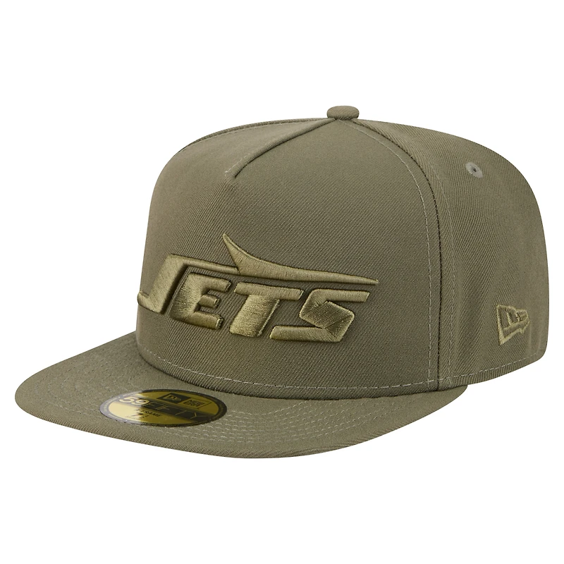 Casquette ajustée A-Frame 59FIFTY olive New York Jets pour homme