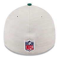 Men's New Era Stone/Green York Jets 2024 Sideline Historic 39THIRTY Flex Hat