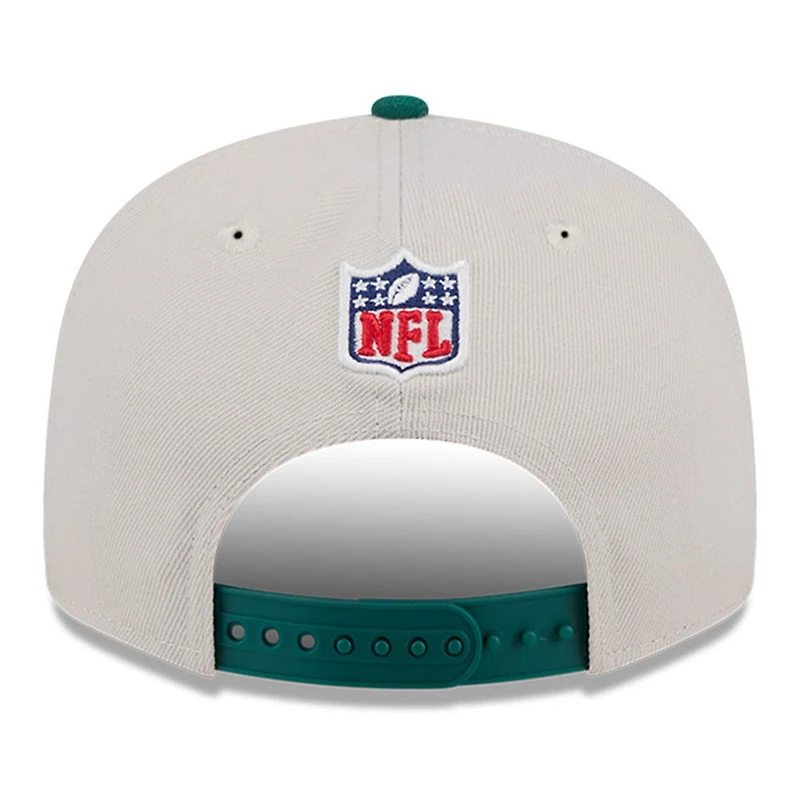 Casquette Snapback New Era Stone/Vert New York Jets 2024 Sideline Historic 9FIFTY pour hommes