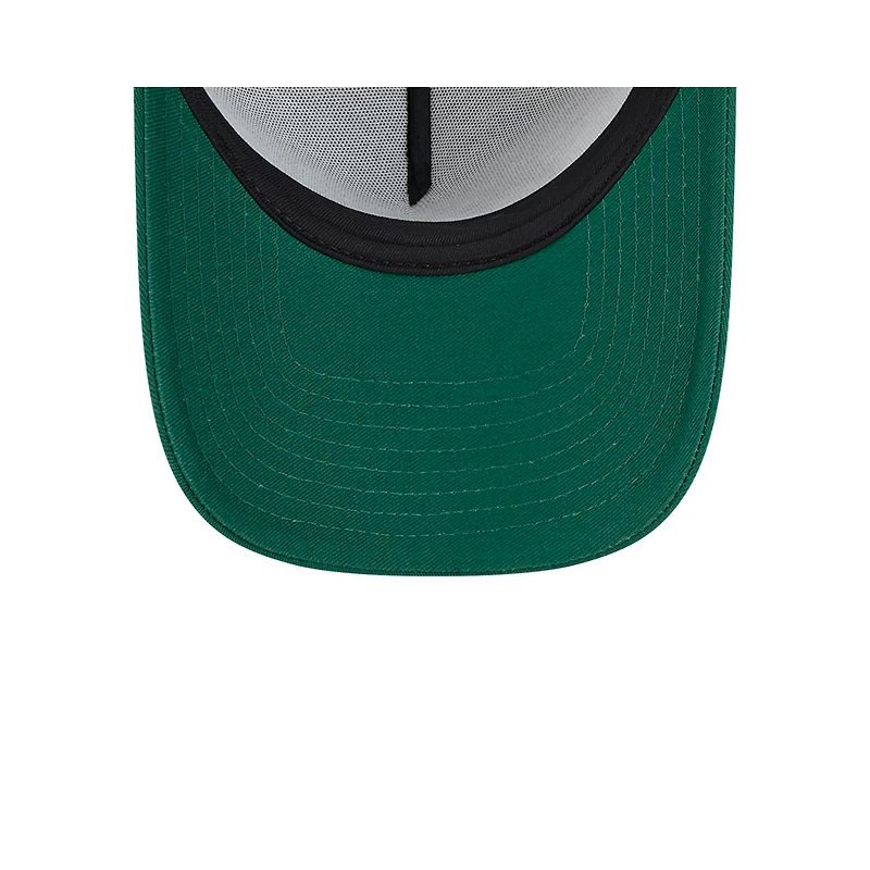 Casquette réglable de camionneur A-Frame New Era Stone/Green New York Jets 2024 Sideline Historic 9FORTY pour hommes