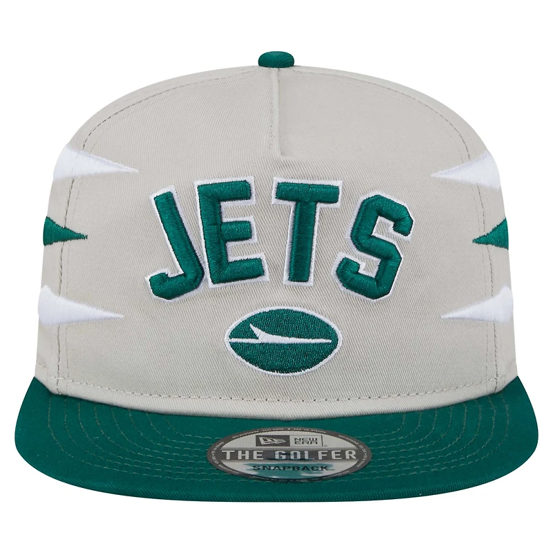 Casquette de golf athlétique à visière snapback New Era Stone/Green New York Jets pour homme