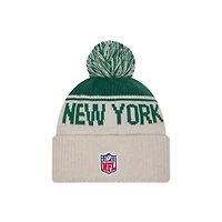 Bonnet en tricot à revers et pompon historique NFL Sideline Stone New York Jets pour homme de New Era