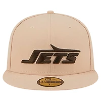Casquette ajustée 59FIFTY Candied Pecan de New Era pour homme, couleur tan, des York Jets